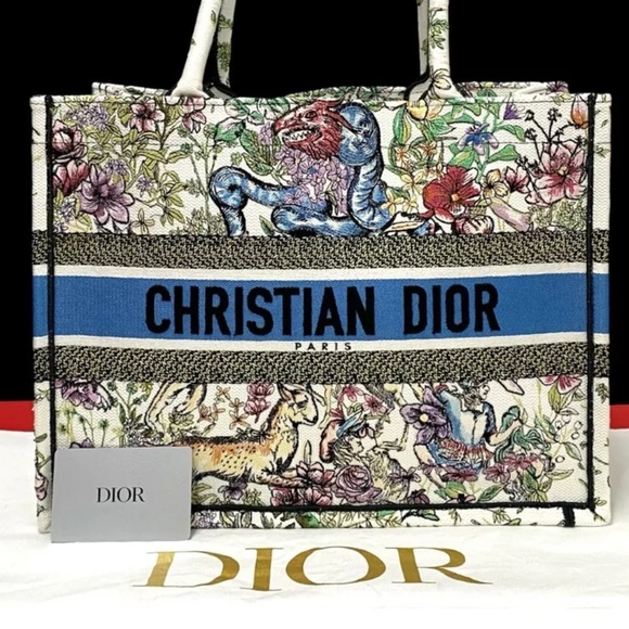 🌸Christian Dior Book Tote Floral Canvas Blue - Picture 1 of 9